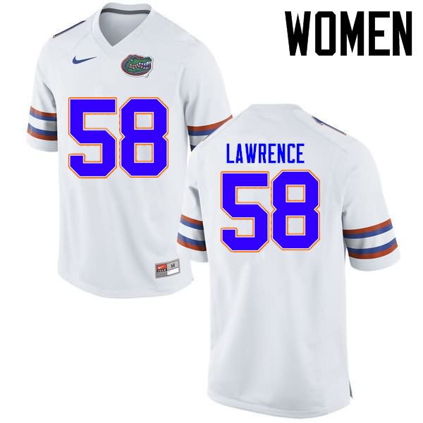 NCAA Florida Gators Jahim Lawrence Women's #58 Nike White Stitched Authentic College Football Jersey DJH3564TR